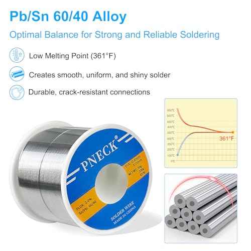 60/40 Tin Lead Rosin Core Solder Wire for Electrical Soldering, 0.04" 1 lb (1.0 mm 450 g)