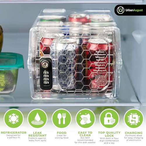 Urban August Lock Box For Food & Medicine - Dual Combination & Keyed Lock Box - Made of Industrial-Grade Plastic - One Size (Clear)
