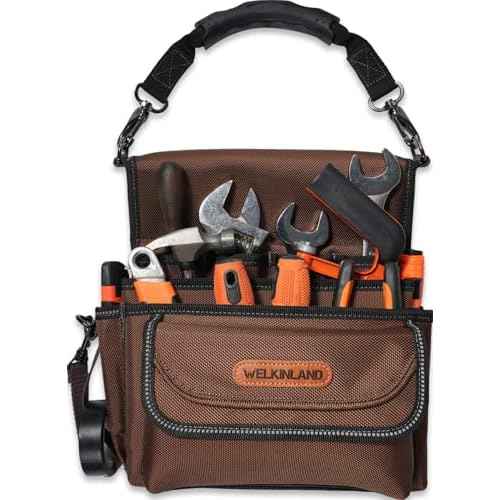 WELKINLAND 10-Pockets Electrician Pouch, Electrical Tool Belts, Heavy Duty Electrician Tool Belt, Electrician Tool Pouch, Electrical Belt Tool Pouch, Electrician Pouches Men, Electrical Pouch