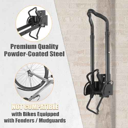 CyclingDeal Swivel Bike Wall Mount Rack - Vertical Adjustable Foldable Bicycle Parking Rack with Wheel Holder - for 20"-29" MTB 700C Road Bikes Home Garage Storage