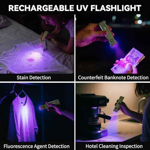EDC Flashlight Rechargeable 2Pack, 9Mode Flat Flashlights High Lumens, LED Flashlight EDC, Small Flashlights Mini, Portable Pocket Flash Lights with UV Light, Magnetic Bright Flash Light for Working