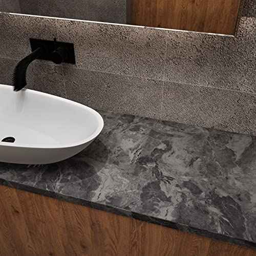 BAYYA Grey Marble Textured Wallpaper Peel and Stick Gray Granite Countertop Contact Paper Matte Thicken 16x79 inch Waterproof Adhesive DIY Wall Stickers Vinyl Decorative Film for Kitchen Bathroom