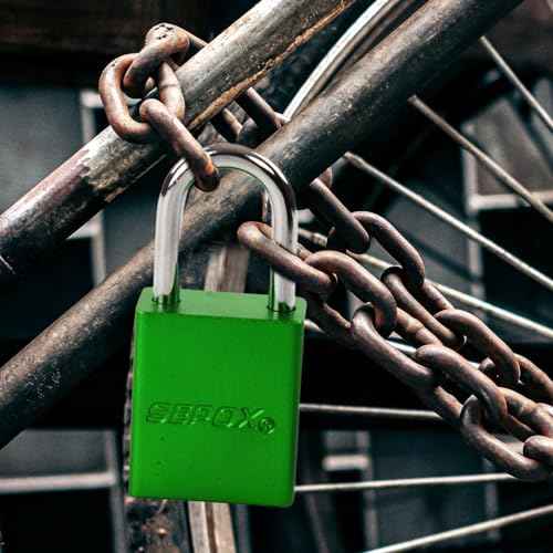 SEPOX¢ç Ultra Rust-Resistant Weatherproof Padlocks, Green Aluminum Set of 4 Padlocks with 8 Same Keys, High Security for Outdoor & Industrial Like Lock-Out, Gates, Storage, Lockers, Fences