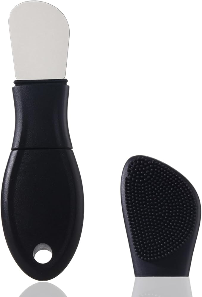 Multifunctional Face Washing Brushes,2 in 1 Pore Cleaning Brush & Blackhead Scraper,Pimple Extractor for Women Men,Face Scraper Skin Spatula,Pore Scrubber for Deep Cleansing.(Black)