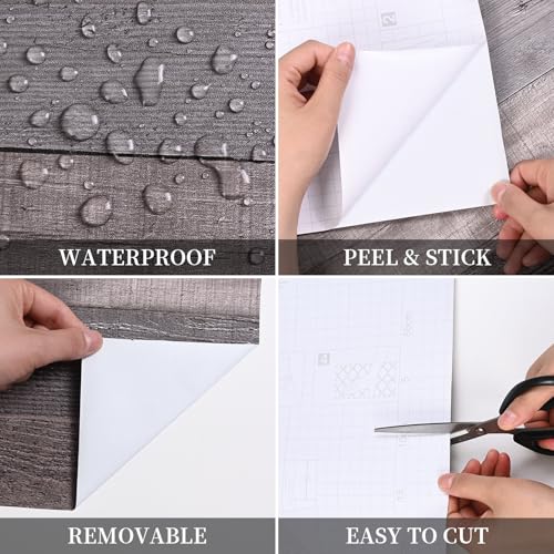 WENMER Wood Contact Paper 17.71¡± x 118¡± Rustic Wood Wallpaper Wood Peel and Stick Wallpaper Brown Grey Wood Grain Contact Paper Faux Wood Wallpaper Self Adhesive for Cabinet Countertop Shelf Wall