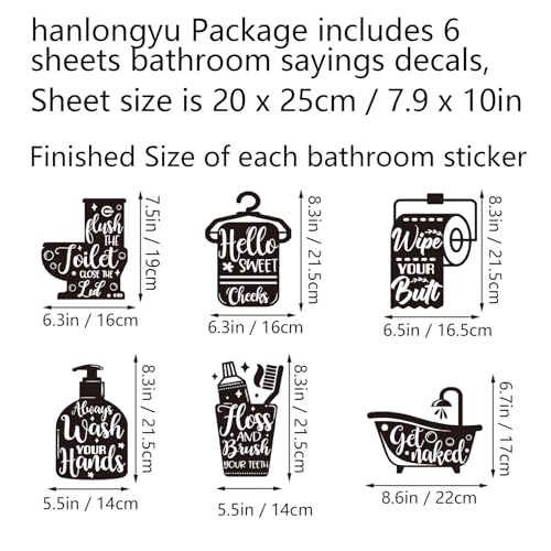DIY Bathroom Decor Wall Stickers, Bathroom Signs Wall Decals Wall Decor, Easy to Peel and Stick Room Door Signs Art Decal for Kids Bathrooms Home Decoration (Funny Quotes)