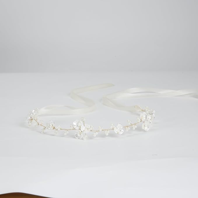 Tanfeine Flower Girl Hair Accessory, Pearl Headpiece for Girls and Women, Wedding, Birthday, Party, and First Communion