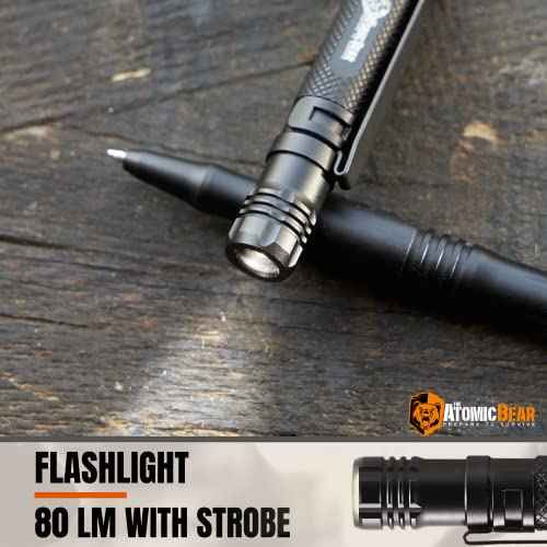 Tactical Pen ? Self Defense Pen & Multi-tool Pen - Flashlight Survival Pen for Men & Women - Tactical Gear & Gift - Military EDC Pen + Glass Breaker + Bottle Opener ? 3 Ink Refills + 12 Batteries