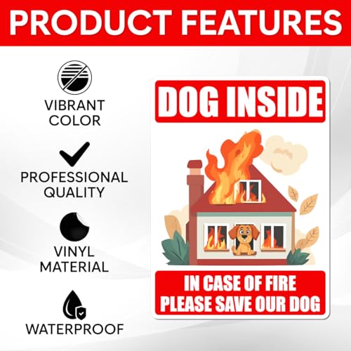 Pack 12 Pcs Dog Inside Stickers for Cars Vehicle Van Trucks House Warning Security Sign Window Indoor Outdoor Funny Bumper Stickers Weatherproof Large Vinyl Decals Car Accessories