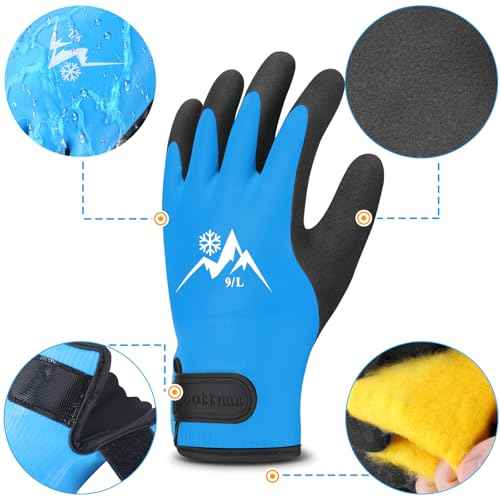 Waterproof Gloves Winter Work Gloves for Men Large Thermal Insulated Freezer Gloves Latex Coated Gloves
