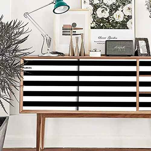 Amiya Wallpaper Peel and Stick Black and White Striped Wallpaper 17.3'' x 120''Geometric Removable Contact Paper Modern Self Adhesive Easy to Clean DIY Vinyl Home Decoration Roll
