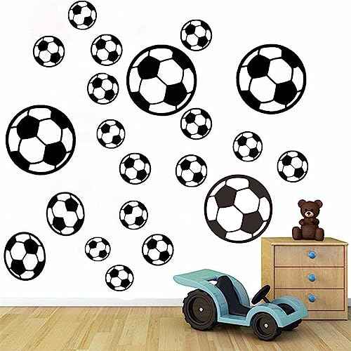 44 Pcs Soccer Stickers, Easy to Peel and Stick Soccerball Stickers Wall Art DIY Football Wall Decal for Boys Bedroom Sport Bedroom Decor Playroom Living Room Decorations for Kids Room