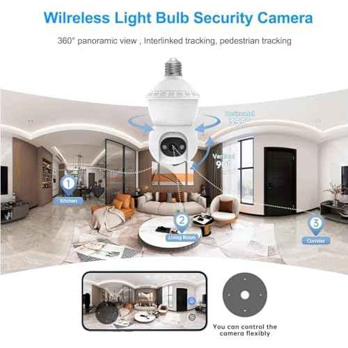 Light Bulb Security Camera, 5G/2.4GHz WiFi Lightbulb Cameras Outdoor for Home Security,2-IN-1 Bulb Security Camera with LED Light E27 Compatible, Smart AI Human Detection,Color Night Vision (1Pack)
