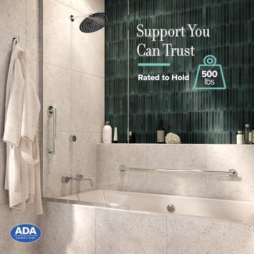 Gatco 964 Glam 24" Grab Bar, Chrome/ADA Compliant Safety Grab Bar for Bathroom