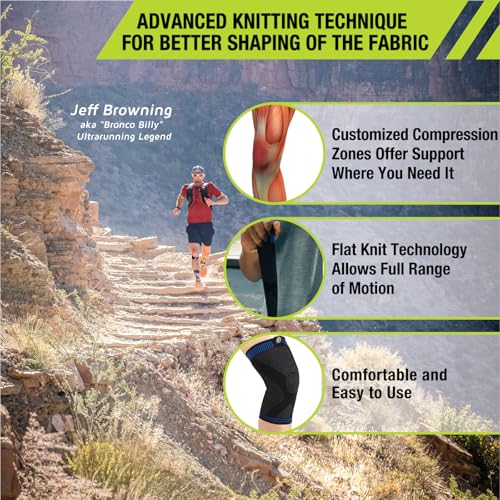 Pro-Tec Athletics 3D Flat Knee Support, Advanced Flat Knit Technology for Custom Fit, Breathable Stretch Fabric for Optimal Support, Medical Grade Compression, Ideal for Active Use, Small