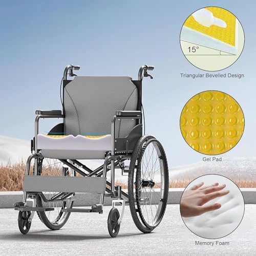 Bed Sore Cushion for Butt, T Shaped Opening Triangular Slope Design, Breathe Freely Fiber Bedsore Pressure Relief Pillow, Anti Decubitus Cushion for Elderly, Bedridden, Disabled (Yellow)