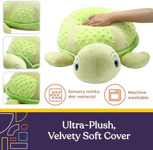 Special Supplies Vibrating Pillow Sensory Pressure Activated Calm for Kids and Adults, Plush Minky Soft Cover-Textured Therapy Stimulation Bumps 3 Vibration Modes, Music & Voice Recording (Turtle)
