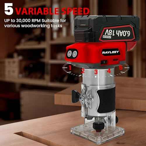 Cordless Wood Router Trimmer for Milwaukee M18 Battery, 6 Speeds Wood Trimmer Set, 800W 30000 RPM Brushless Motor Hand Palm Router with 15pcs 1/4"Shank Router Bits for Woodworking,Slotting(NO Battery)