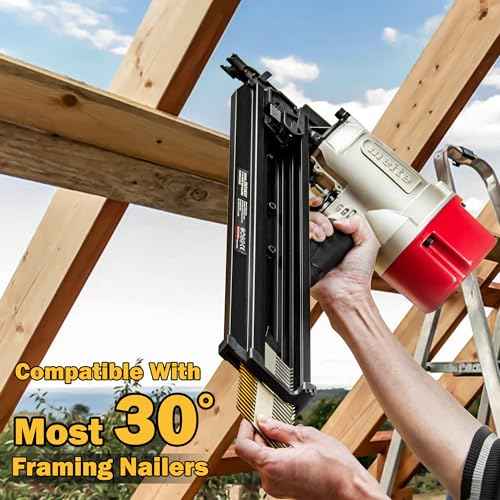 meite 30 Degree Framing Nails 3-Inch x .120-Inch, Ring Shank, Electro-Galvanized Coated, Paper Tape Collated, Offset Round Head Framing Nails for 30-34 Degree Framing Nailers (1,000 Counts)