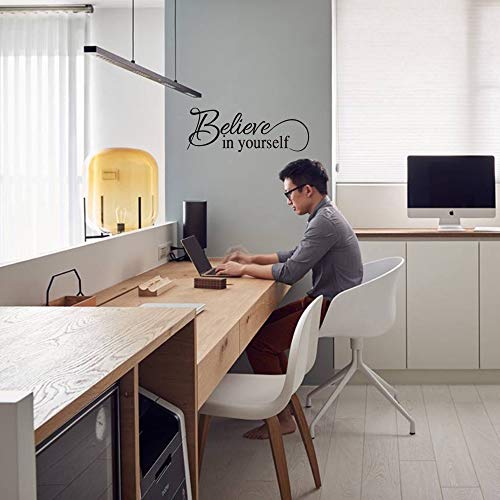 Believe in Yourself Vinyl Wall Decal Inspirational Wall Phrase Positive Motto Handwriting Art Letters Home Decor