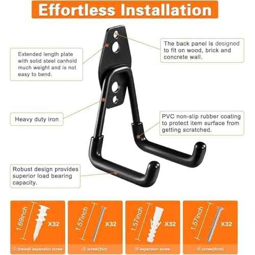 Garage Hooks,16 Pack Garage Hooks Heavy Duty,Utility Steel Garage Storage Hooks,Wall Mount Garage Hanger&Organizer for Organizing Power Tools,Ladders,Bulk Items,Bikes,Ropes and More Equipment