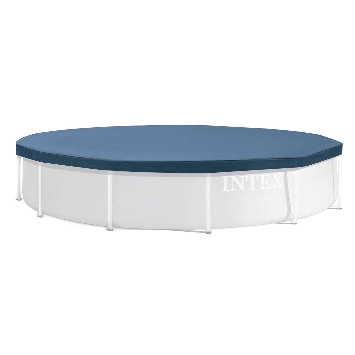 INTEX 28031E Pool Cover: For 12ft Round Metal Frame Pools – Includes Rope Tie – Drain Holes – 10in Overhang – Snug Fit