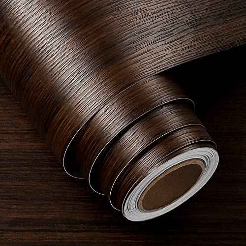 FunStick 36"x200" Thick Brown Walnut Wood Contact Paper Peel and Stick Kitchen Cabinet Wallpaper Peel and Stick Waterproof Wood Wallpaper Removable Vinyl Woodgrain Contact Paper for Countertops Shelf
