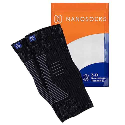 NanoSocks Compression Socks for Women & Men (1 Pair) - BEST Ankle Brace Support Sleeve for Neuropathy, Plantar Fasciitis, Diabetic Foot Nerve Pain Relief - Toeless (Large, Black)