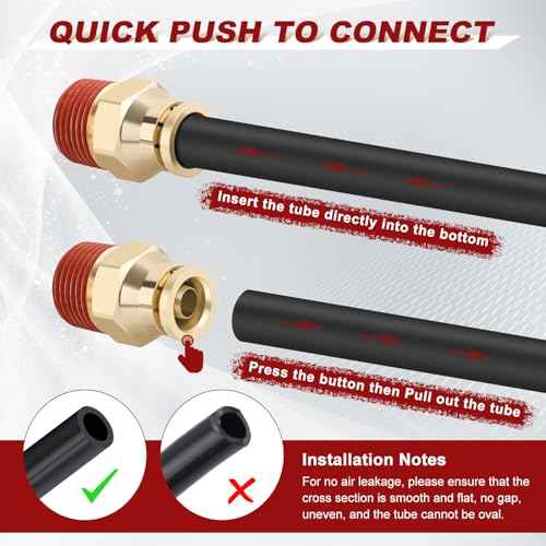 3/8¡± Quick Push to Connect Fittings Brass Male Straight and Elbow Combination DOT Approved 3/8" Tube OD x 1/4" NPT Thread Air Brake Line Adapter Air Suspension Kit Air Hose Repair Kit 30pcs