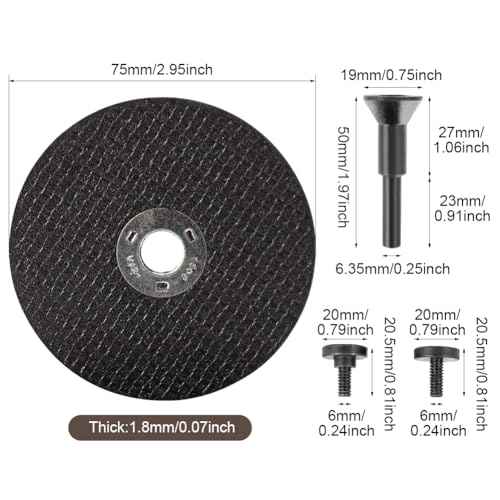 6pcs/Set Cut Off Wheel with 1/4 Stem Mounting Mandrel for Die Grinder, Metal Cutting Wheels Cutter Discs for Metal & Steel Rotary Tool Drill Attachment Bolt Cutter Discs(Color:Black)