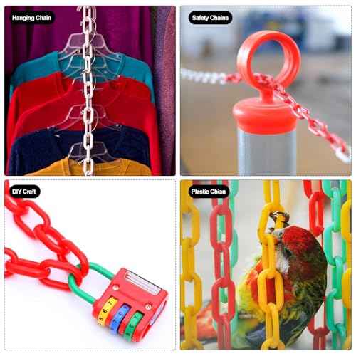 PATIKIL Plastic Chain Links, 100 Foot Safety Barrier Chain White for Crowd Control, Queue Line, Parking, Fence, Gate, Concert, Construction Site and Decoration