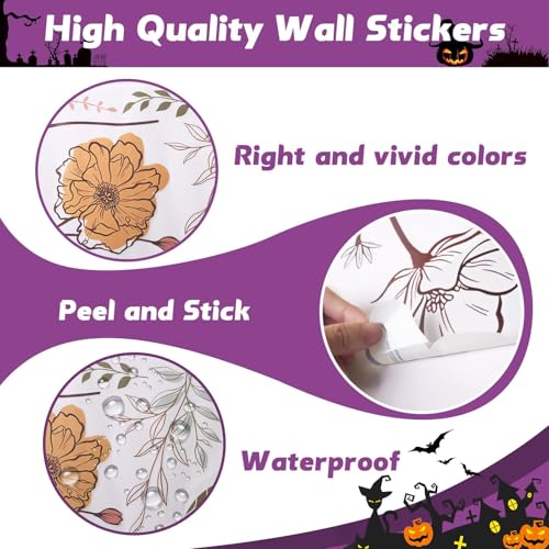 Halloween Wall Stickers and Window Clings 6 Sheets - Removable Peel and Stick Spooky, Bat, Pumpkin Decals for Home Office Classroom Halloween Decorations