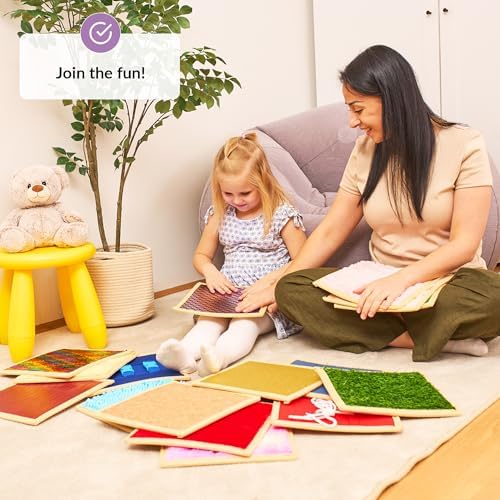 Sensory Wall Panel for Kids | Textured Tiles Sensory | Sensory Wall for Play & Learning | Sensory Mats for Toddlers & Classrooms | Interactive Texture Panels | Sensory Wall 16 Pack