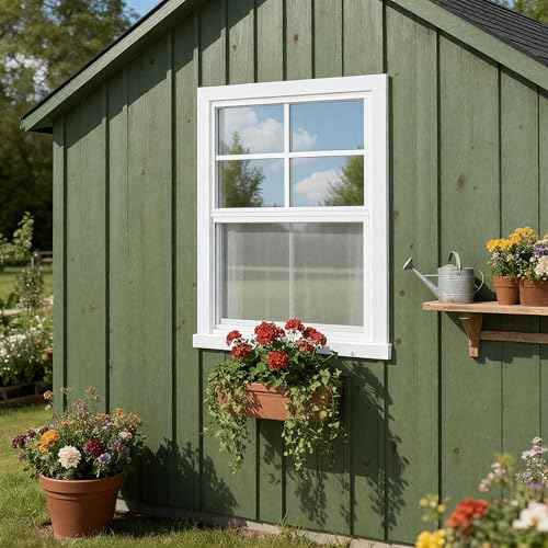 12" x 18" Shed Windows 2 Pack,Small Windows with Tempered Glass - Flush Mount | Ultimate Choice for Chicken Coop, Greenhouse, Garage, Playhouse