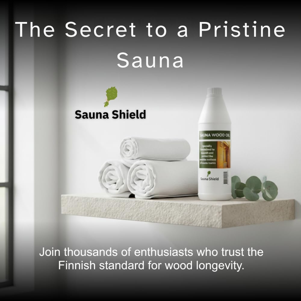 Sauna Shield Sauna Wood Oil - 1 Liter (33.8 fl oz) - 100% Pharma-Grade Paraffin Oil | Protects & Nourishes Sauna Wood | Solvent-Free, Unscented, Covers 150+ Sq Ft | for Traditional & Infrared Saunas