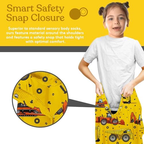 Sensory Sock Body Sock,Medium,6-9 Years, Yellow Factory Car Full Body Sock Provides Deep Pressure Input Sensory Toys for Autistic Children Perfect for Children with Sensory Processing Disorde