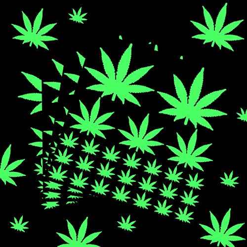104 Pieces Pot Leaf Stickers Glow in The Dark Wall Stickers Luminous Adhesive Weed Leaf Decals for Home Decorations Birthday Wedding Party Supplies