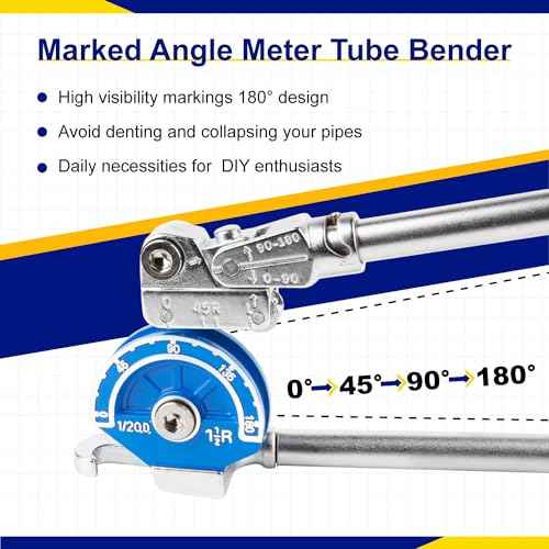 Wostore 1/2" Heavy Duty Tubing Bender Tube Bender Roller 180¡Æ HVAC Copper Tool for Copper Pipe, Aluminum Pipe, Iron Pipe, Stainless Steel Pipe