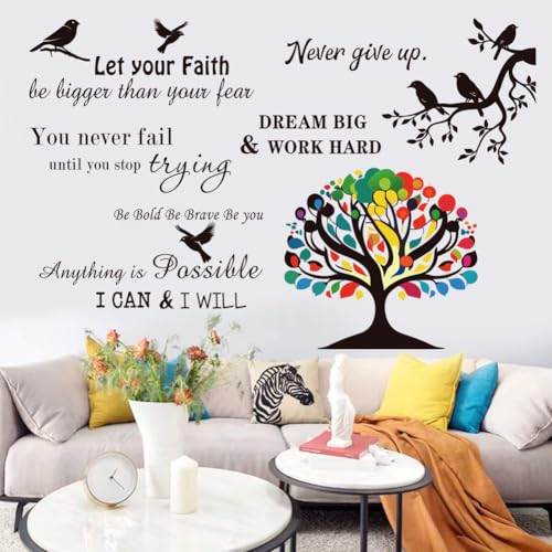 Vinyl Wall Stickers Inspirational Saying Wall Decals Motivational Quote Stickers Peel and Stick Positive Wall Stickers Quotes Wall Decor for Living Room Bedroom Office School Dorm Home D?cor.