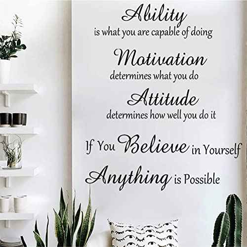 Inspirational Wall Decal Stickers Motivational Quote Stickers Verse Wall Stickers Peel and Stick Vinyl Wall Decor Removable Positive Wall Sticker for Bedroom Living Room Office Bathroom.