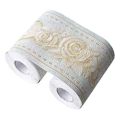 Simplemuji Self Adhesive 5 Meters Green Peony 3D Peel and Stick Waterproof Wall Border Easy to Apply 4 Inch by 16.5 Feet