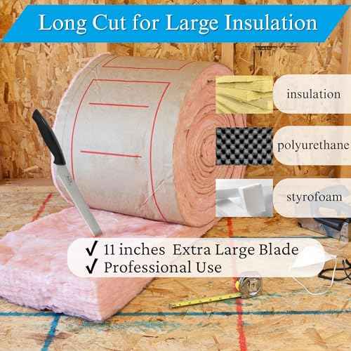 ALLEX Large Insulation Knife Extra Long Cut 11", Japanese Stainless Steel Serrated Blade, Duct Knife Tool with Sheath for Insulation, Styrofoam, Polyurethane Foam, Made in JAPAN