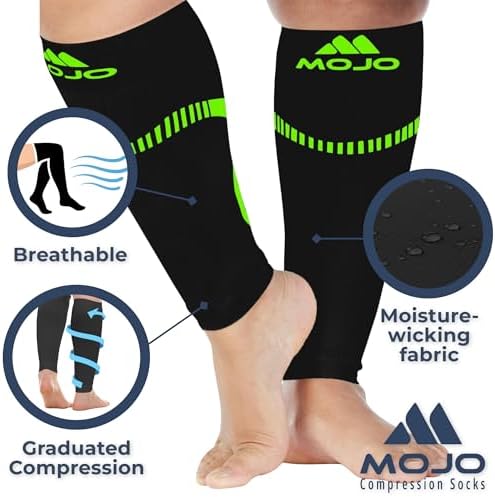 Mojo Compression Socks Footless for Women and Men 20-30mmHg - Extra Wide Plus Size Calf Sleeve - A604