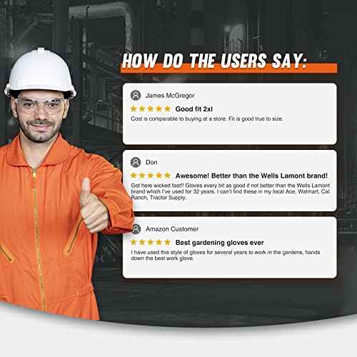 HLDD HANDLANDY 2 Pairs Cowhide Leather Work Gloves for Men & Women, Reinforced Durable Palm, Heavy Duty for Construction, Welding, Yardwork, Farm, Mechanic, Gardening, Driving