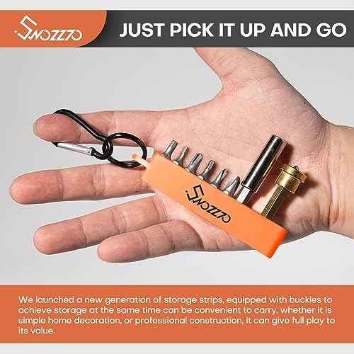 6PCS Orange 10-Hole Screwdriver Bit Holder with Carabiner,1/4" Hex Drill Storage Organizer,for All 1/4" Hex Shank Bit & Drill Storage Case