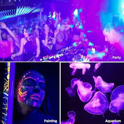3 Pack 150W LED Black Lights, Blacklight Flood Light Outdoor with Plug and Switch, IP66 Waterproof for Dance Party, Glow in The Dark, Halloween Lights, Body Paint, Fluorescent Poster