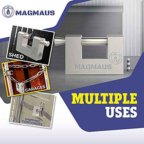 Magmaus¢ç RTL70 [Armoured] High Security Padlock ? Heavy Duty Container Lock with 0.70¡± Shackle Clearance & 0.39¡± Thick Bolt ? Weatherproof Outdoor Lock for Storage Unit, Shed, Gate, Garage - 3 Keys