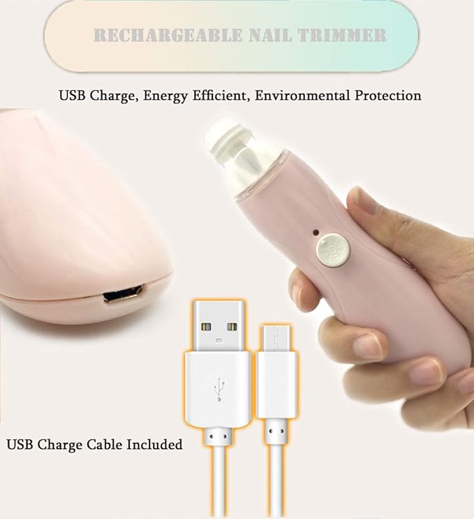 Fansidi Rechargeable Baby Nail Trimmer with Stepless Speed Control, Safe Electric Baby Nail File for Newborns, Infants & Toddlers, 8100RPM, LED Light, Dust Shield, Adult Nail Care Set,Warm Blush Pink