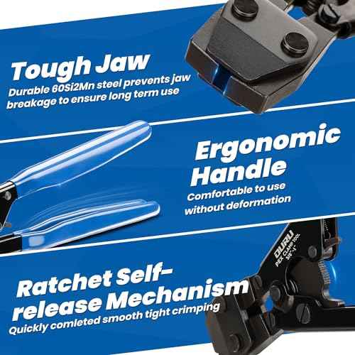 Pex Crimping Tool Crimper with Stainless Steel Pex Clamps(20pcs 1/2",10pcs 3/4") Ratchet Pex Clamp Crimp Cinch Tool from 3/8" to 1"