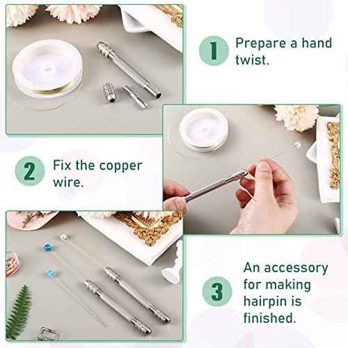 Zhehao Double Ended Pin Vise DIY Hand Drill Pin Vise Resin Drill Wire Twisting Tools with Copper Collet Copper Drill Jewelry Making Tools for DIY Hairpin Keychain Bracelets Necklace (2 Pieces)